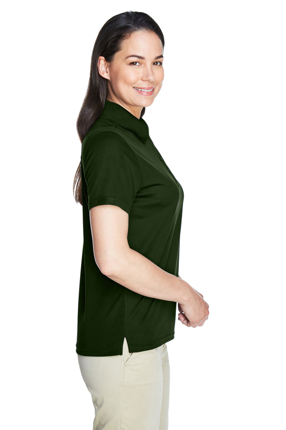 Core 365 78181 Womens Origin Performance Moisture Wicking Short Sleeve Polo Shirt Forest Green Model Side