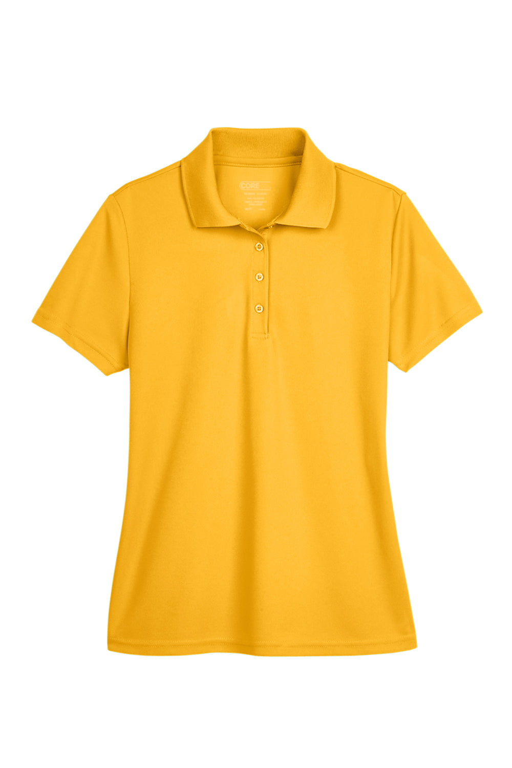 Core 365 78181 Womens Origin Performance Moisture Wicking Short Sleeve Polo Shirt Campus Gold Flat Front