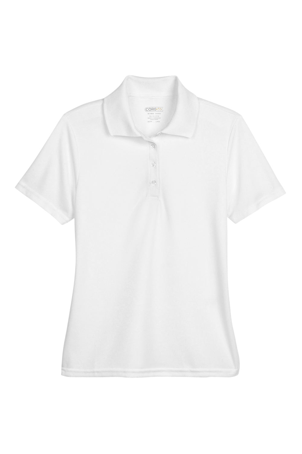 Core 365 78181 Womens Origin Performance Moisture Wicking Short Sleeve Polo Shirt White Flat Front