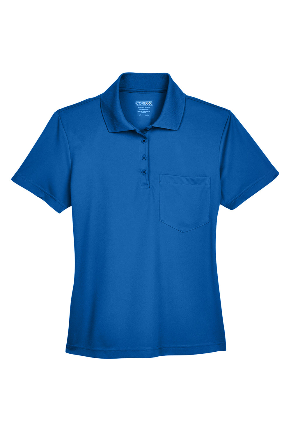 Core 365 78181P Womens Origin Performance Moisture Wicking Short Sleeve Polo Shirt w/ Pocket True Royal Blue Flat Front