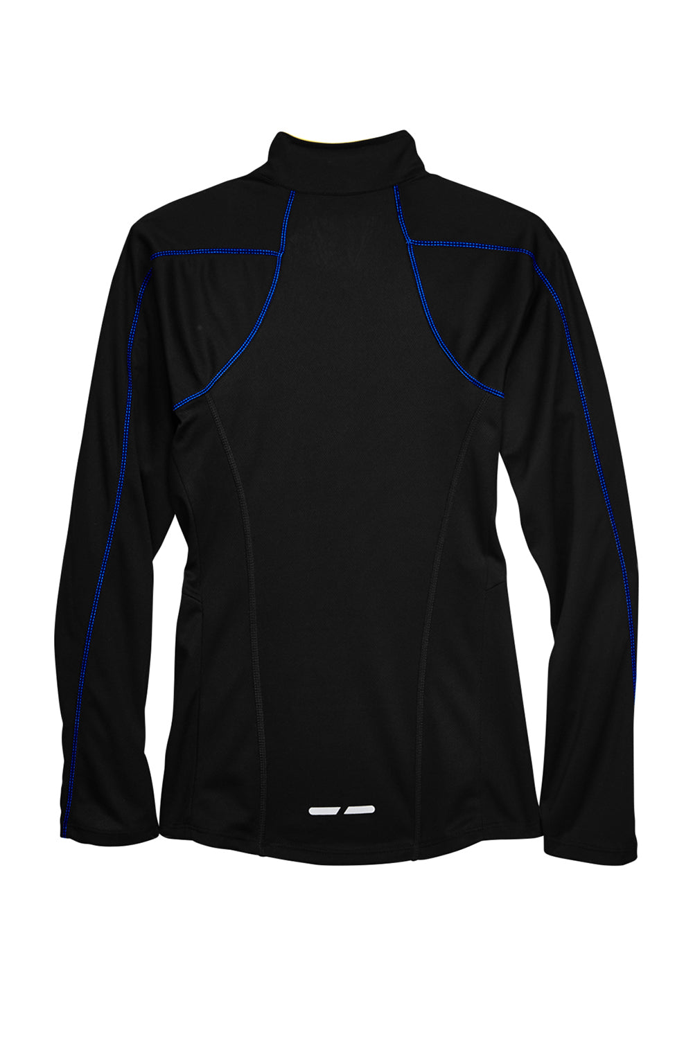 North End 78187 Womens Radar Performance Moisture Wicking 1/4 Zip Sweatshirt Black/True Royal Blue Flat Back