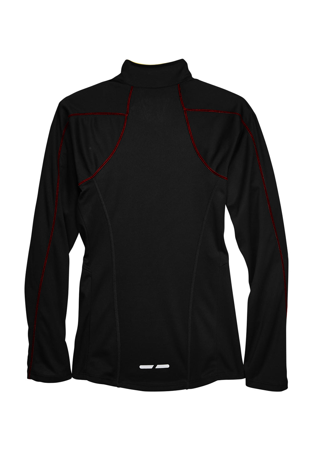 North End 78187 Womens Radar Performance Moisture Wicking 1/4 Zip Sweatshirt Black/Classic Red Flat Back