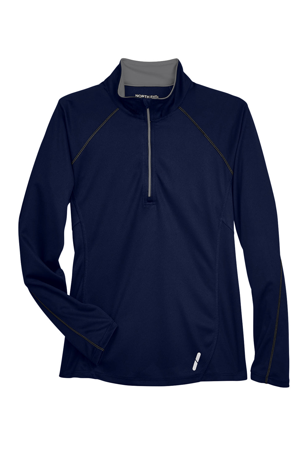 North End 78187 Womens Radar Performance Moisture Wicking 1/4 Zip Sweatshirt Classic Navy Blue/Grey Flat Front