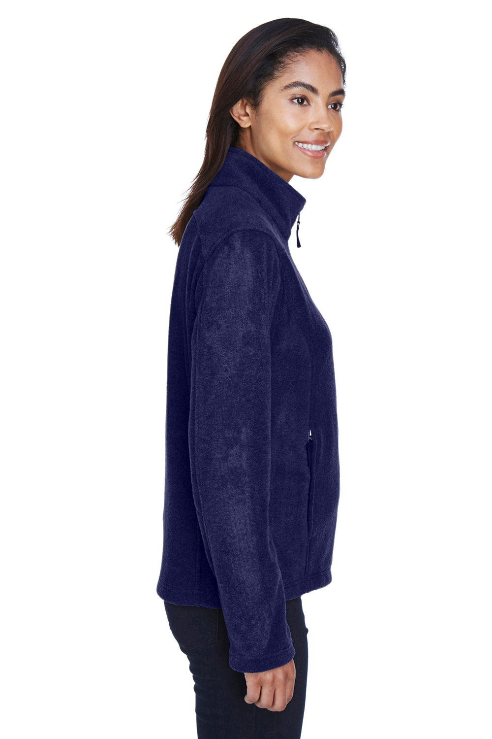 Core 365 78190 Womens Journey Pill Resistant Fleece Full Zip Jacket Classic Navy Blue Model Side
