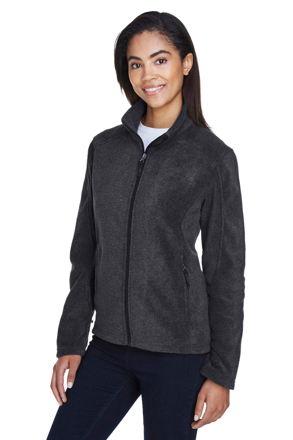 Core 365 78190 Womens Journey Pill Resistant Fleece Full Zip Jacket Heather Charcoal Grey Model 3q