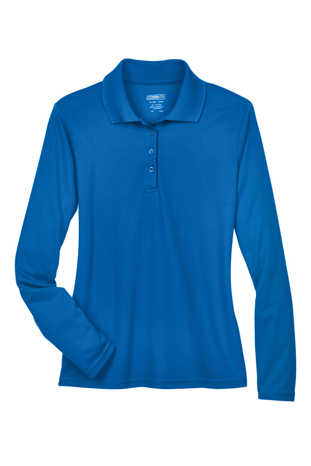 Core 365 78192 Womens Pinnacle Performance Moisture Wicking Long Sleeve Polo Shirt True Royal Blue Flat Front