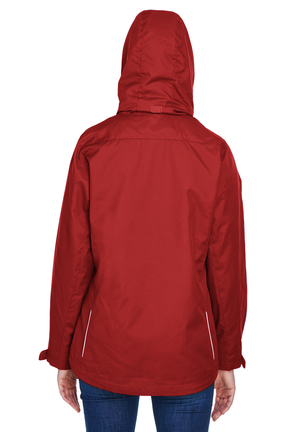 Core 365 78205 Womens Region 3-in-1 Water Resistant Full Zip Hooded Jacket Classic Red Model Back