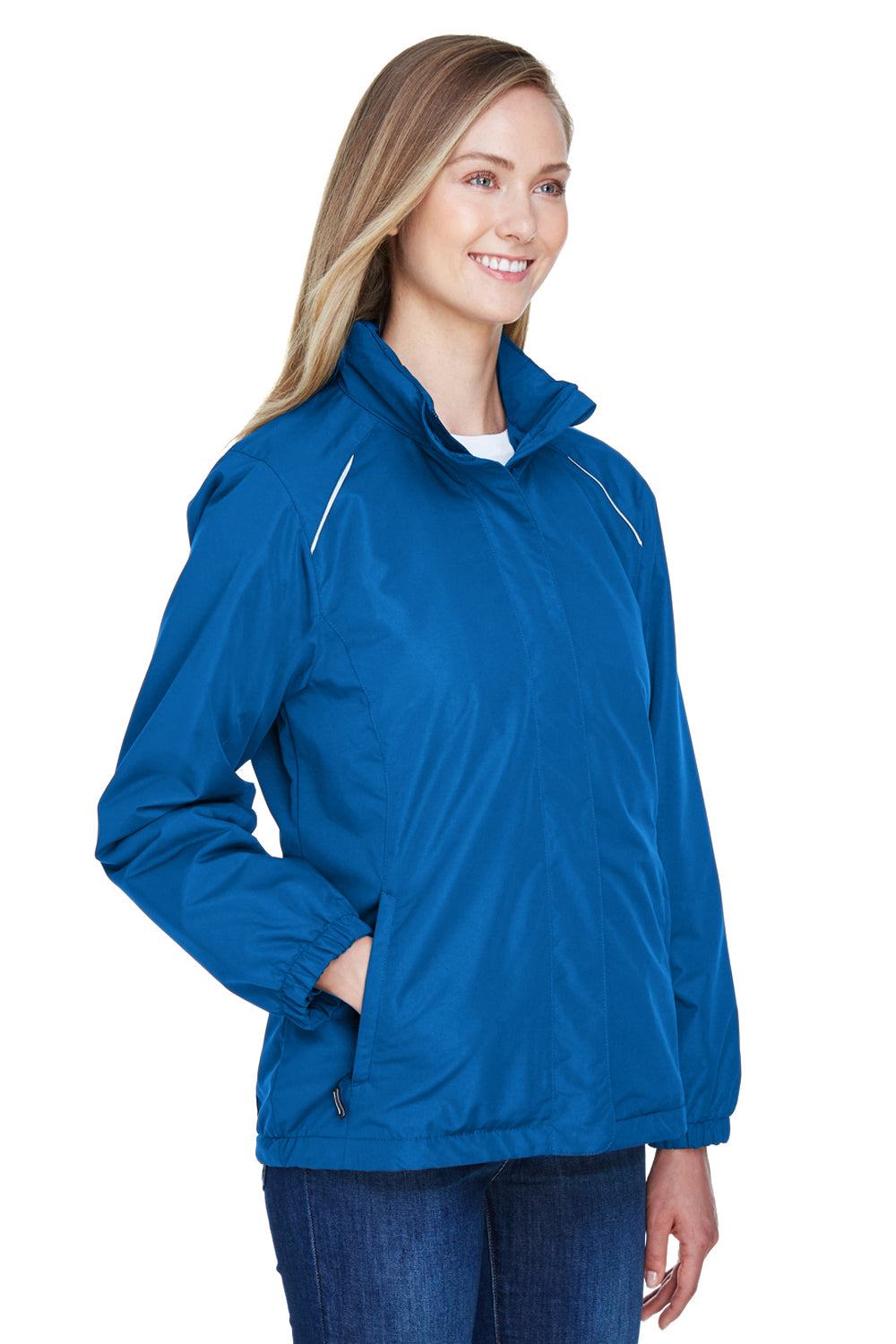 Core 365 78224 Womens Profile Water Resistant Full Zip Hooded Jacket True Royal Blue Model 3q