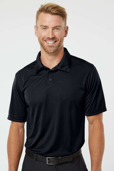 Augusta Sportswear 5017 Mens Vital Moisture Wicking Short Sleeve Polo Shirt Black Model Front