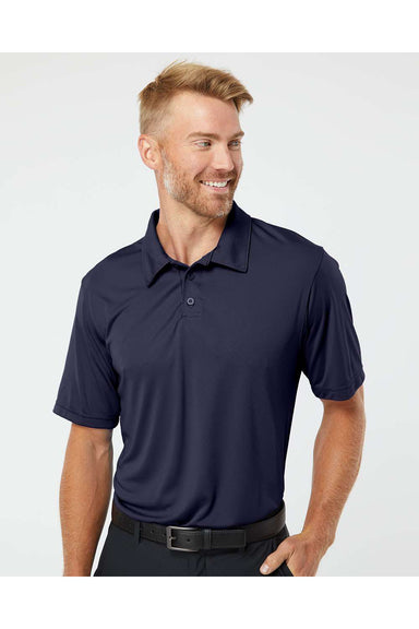 Augusta Sportswear 5017 Mens Vital Moisture Wicking Short Sleeve Polo Shirt Navy Blue Model Front