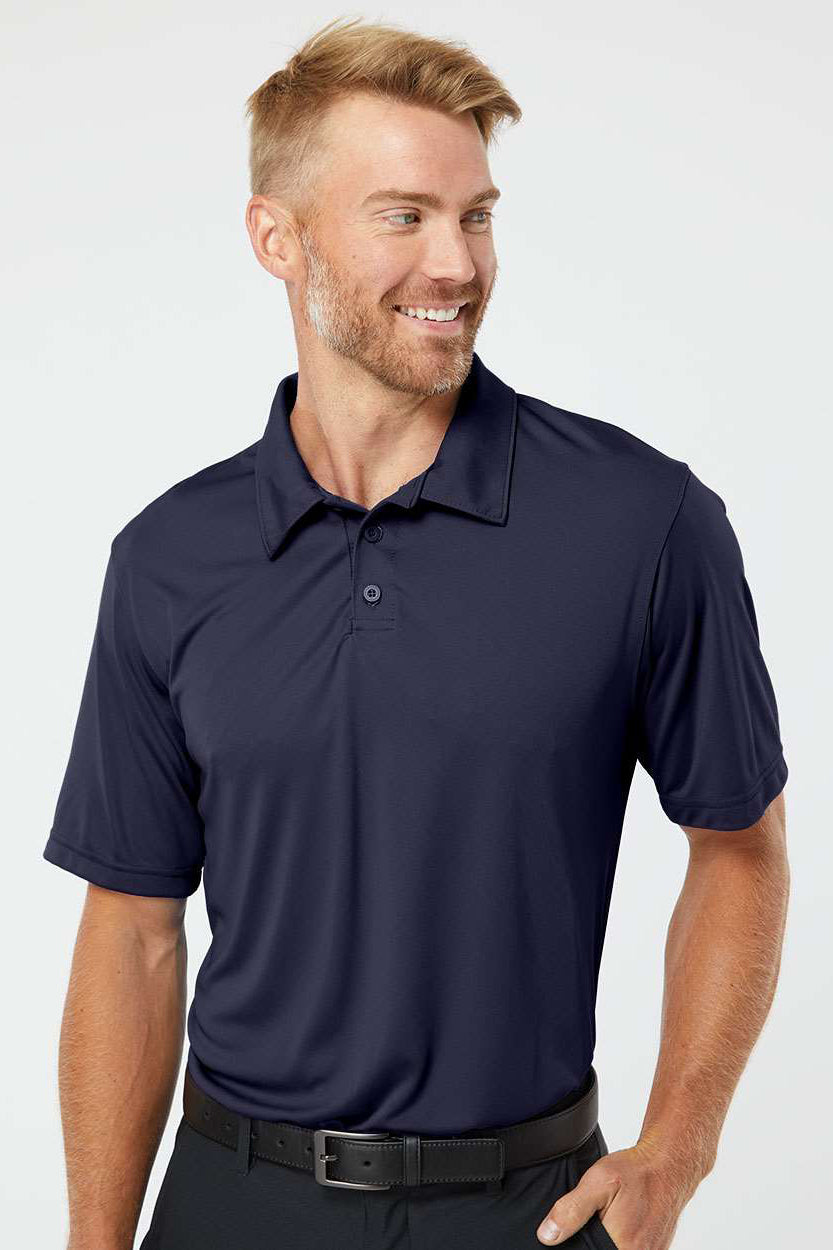 Augusta Sportswear 5017 Mens Vital Moisture Wicking Short Sleeve Polo Shirt Navy Blue Model Front