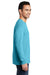 Port & Company PC099LS Mens Beach Wash Long Sleeve Crewneck T-Shirt Tidal Wave Blue Model Side