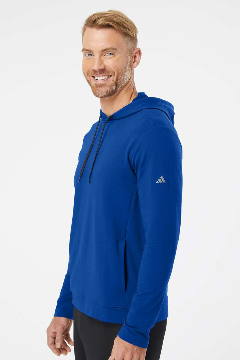Adidas A450 Mens Hooded Sweatshirt Hoodie Collegiate Royal Blue Model Side
