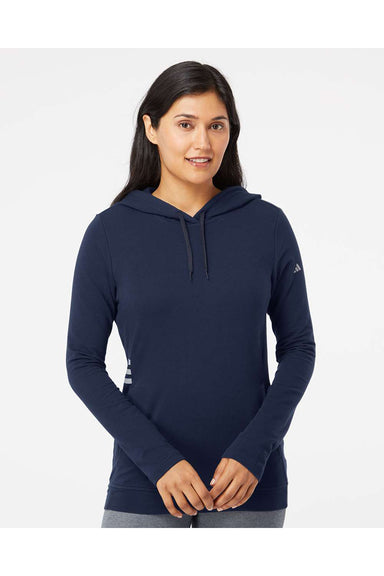 Adidas A451 Womens Hooded Sweatshirt Hoodie Collegiate Navy Blue Model Front