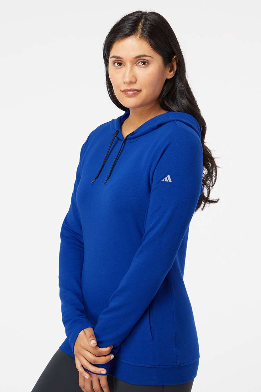 Adidas A451 Womens Hooded Sweatshirt Hoodie Collegiate Royal Blue Model Side