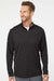 Adidas A475 Mens Moisture Wicking 1/4 Zip Sweatshirt Black Melange Model Front