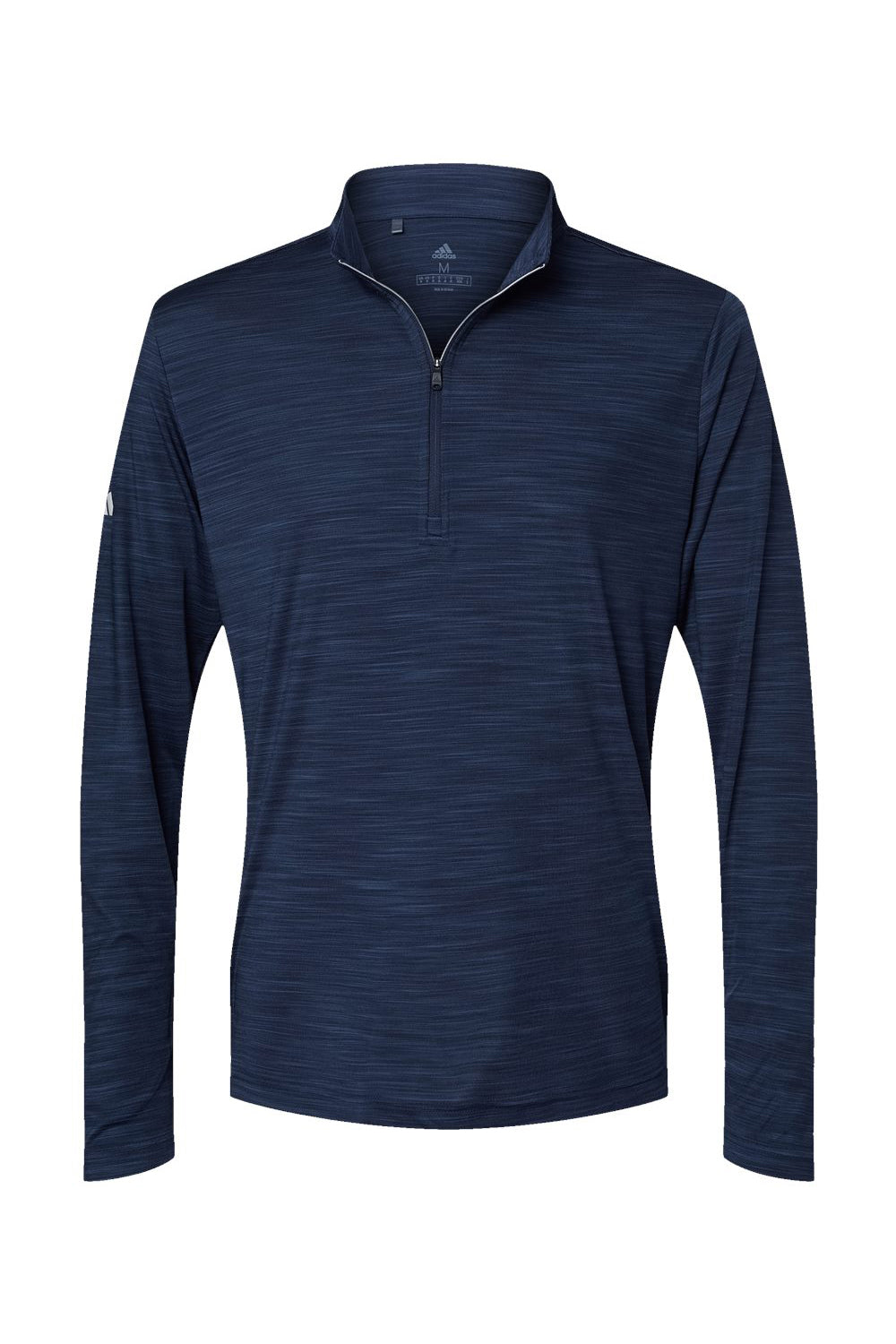 Adidas A475 Mens Moisture Wicking 1/4 Zip Sweatshirt Collegiate Navy Blue Melange Flat Front