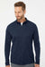 Adidas A475 Mens Moisture Wicking 1/4 Zip Sweatshirt Collegiate Navy Blue Melange Model Front
