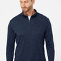 Adidas Mens Moisture Wicking 1/4 Zip Sweatshirt - Collegiate Navy Blue Melange - NEW