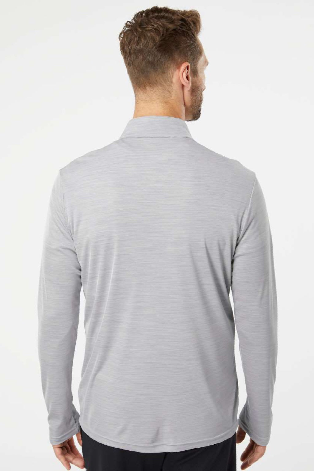 Adidas A475 Mens Moisture Wicking 1/4 Zip Sweatshirt Mid Grey Model Back