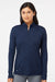 Adidas A476 Womens Moisture Wicking 1/4 Zip Sweatshirt Collegiate Navy Blue Model Front