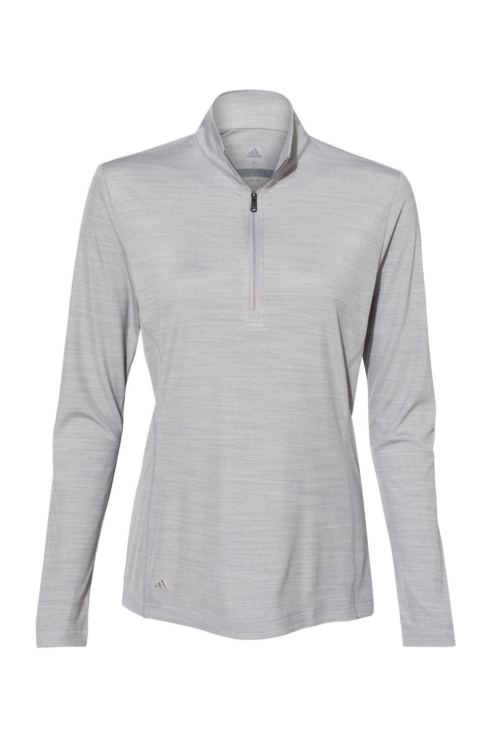 Adidas A476 Womens Moisture Wicking 1/4 Zip Sweatshirt Mid Grey Melange Flat Front