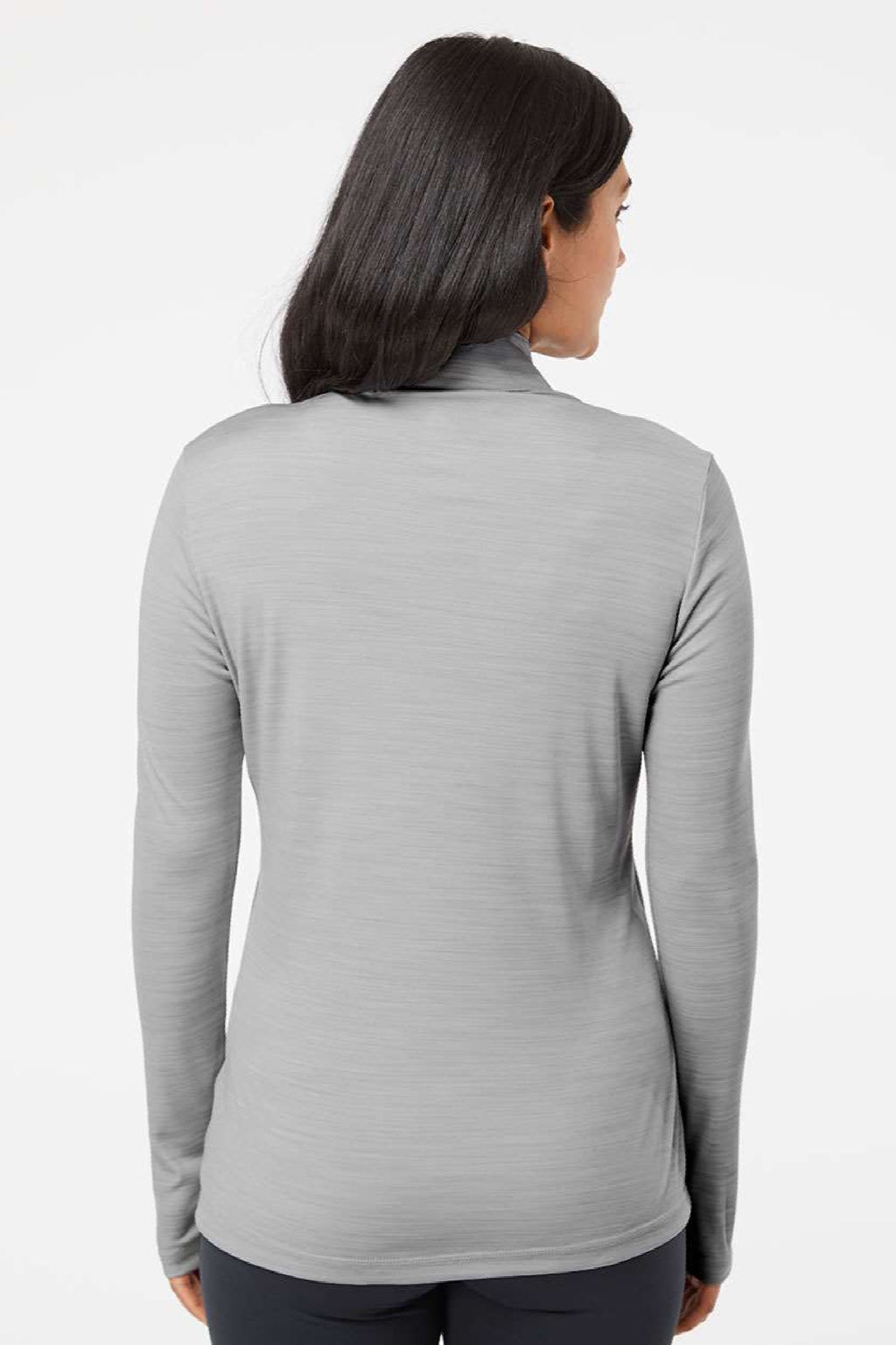 Adidas A476 Womens Moisture Wicking 1/4 Zip Sweatshirt Mid Grey Model Back
