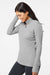 Adidas A476 Womens Moisture Wicking 1/4 Zip Sweatshirt Mid Grey Melange Model Side