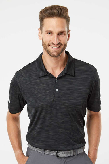 Adidas A402 Mens UPF 50+ Short Sleeve Polo Shirt Black Model Front