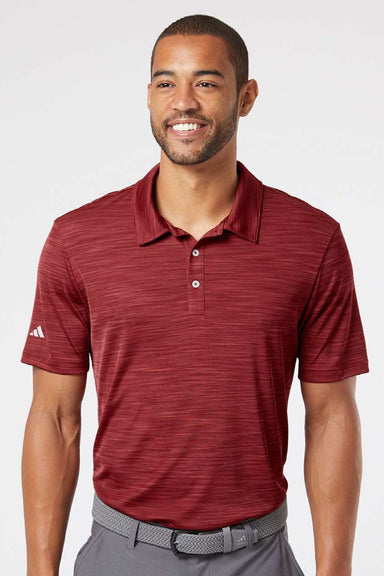Adidas A402 Mens UPF 50+ Short Sleeve Polo Shirt Collegiate Burgundy Model Front