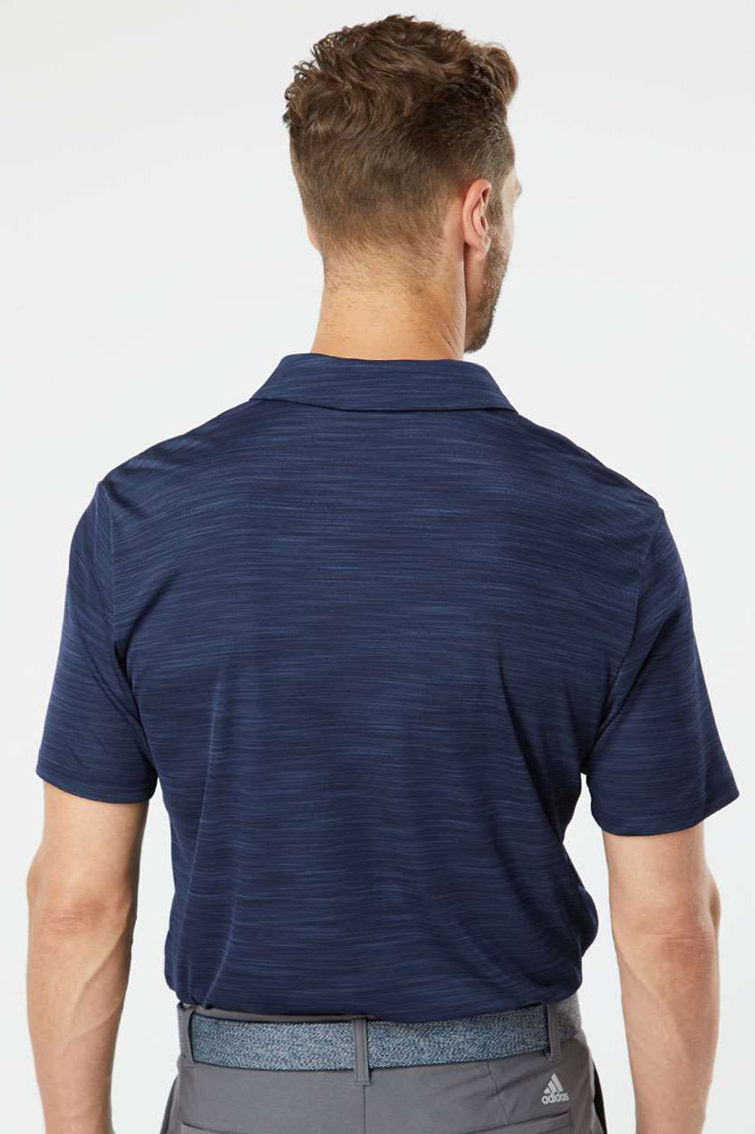Adidas A402 Mens Melange Short Sleeve Polo Shirt Collegiate Navy Blue Melange Model Back