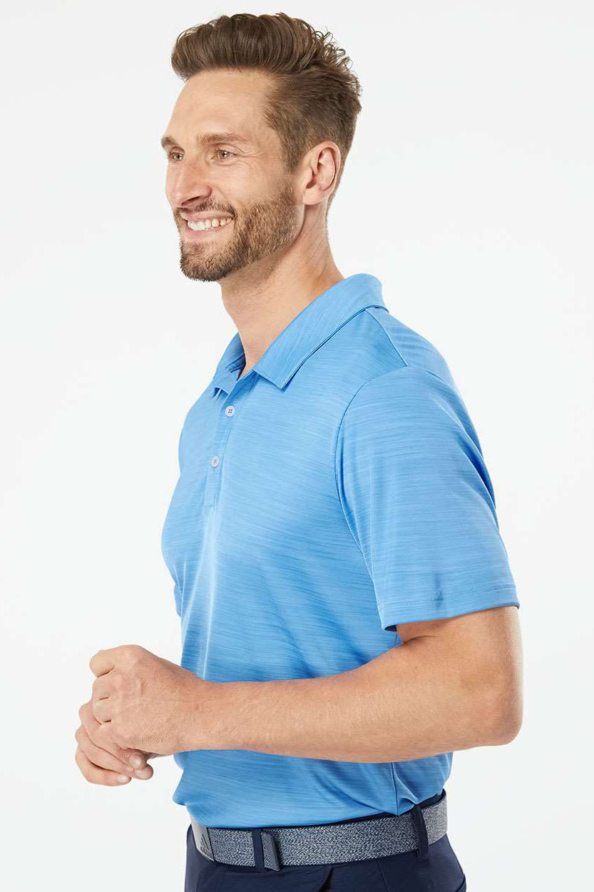 Adidas A402 Mens Melange Short Sleeve Polo Shirt Lucky Blue Melange Model Side