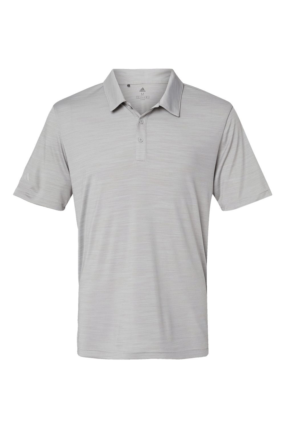 Adidas A402 Mens Melange Short Sleeve Polo Shirt Mid Grey Melange Flat Front