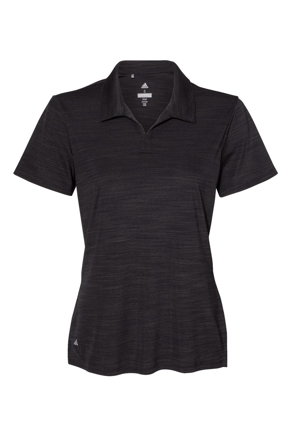 Adidas A403 Womens UPF 50+ Short Sleeve Polo Shirt Black Melange Flat Front