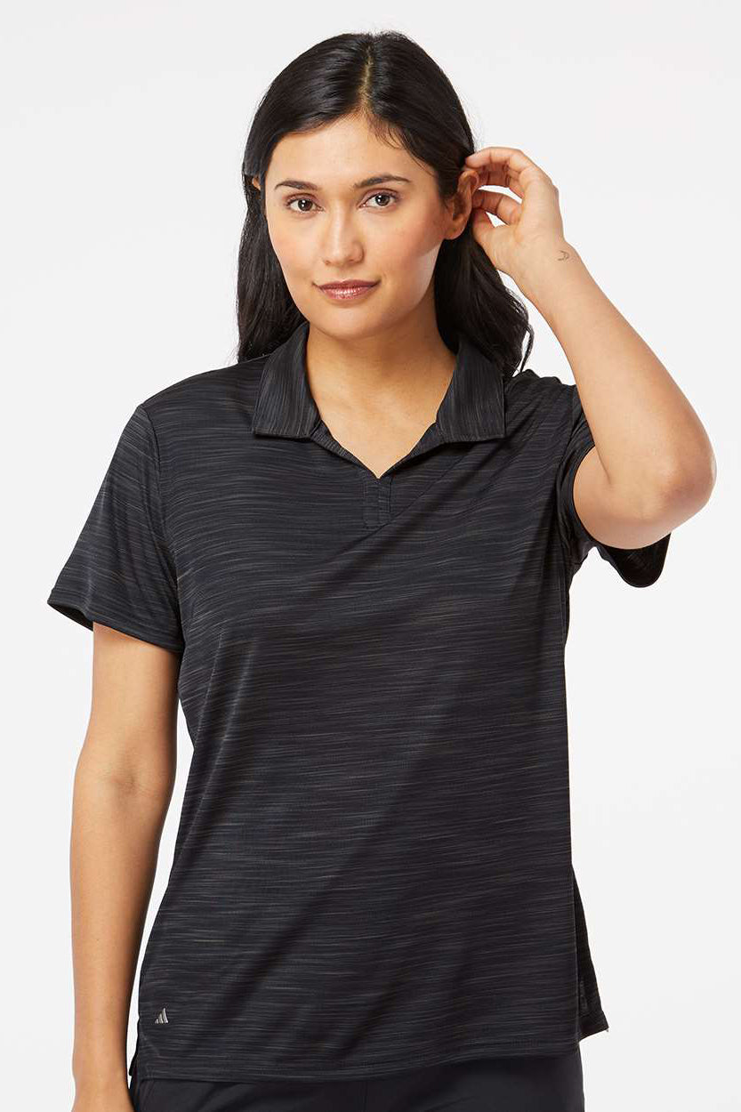 Adidas A403 Womens Melange Short Sleeve Polo Shirt Black Melange Model Front