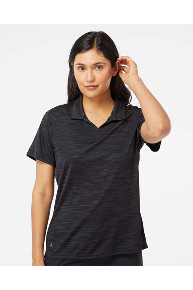 Adidas A403 Womens Melange Short Sleeve Polo Shirt Black Melange Model Front