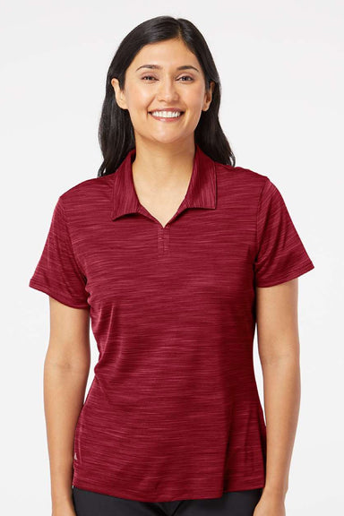 Adidas A403 Womens UPF 50+ Short Sleeve Polo Shirt Collegiate Burgundy Model Front