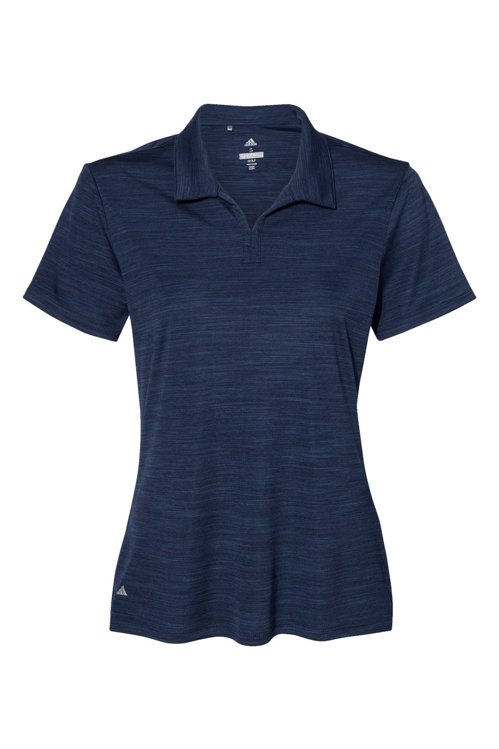 Adidas A403 Womens UPF 50+ Short Sleeve Polo Shirt Collegiate Navy Blue Melange Flat Front