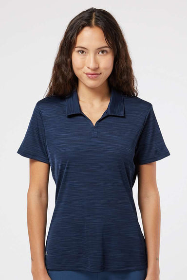 Adidas A403 Womens UPF 50+ Short Sleeve Polo Shirt Collegiate Navy Blue Melange Model Front