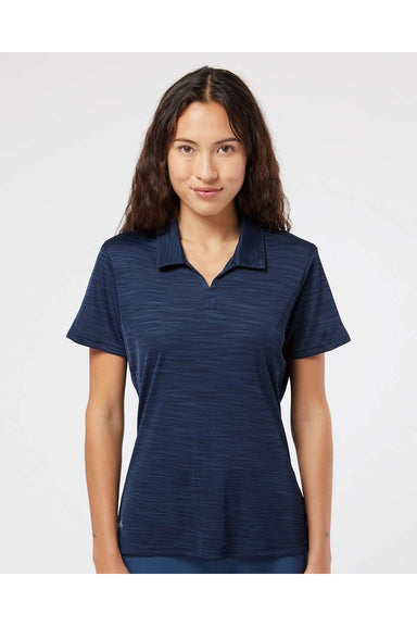 Adidas A403 Womens Melange Short Sleeve Polo Shirt Collegiate Navy Blue Melange Model Front