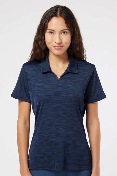 Adidas A403 Womens UPF 50+ Short Sleeve Polo Shirt Collegiate Navy Blue Model Front