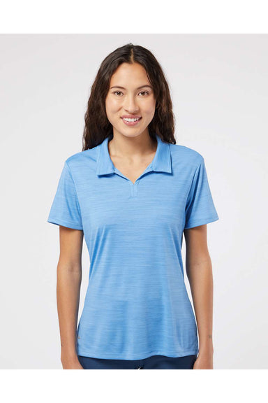 Adidas A403 Womens Melange Short Sleeve Polo Shirt Lucky Blue Melange Model Front