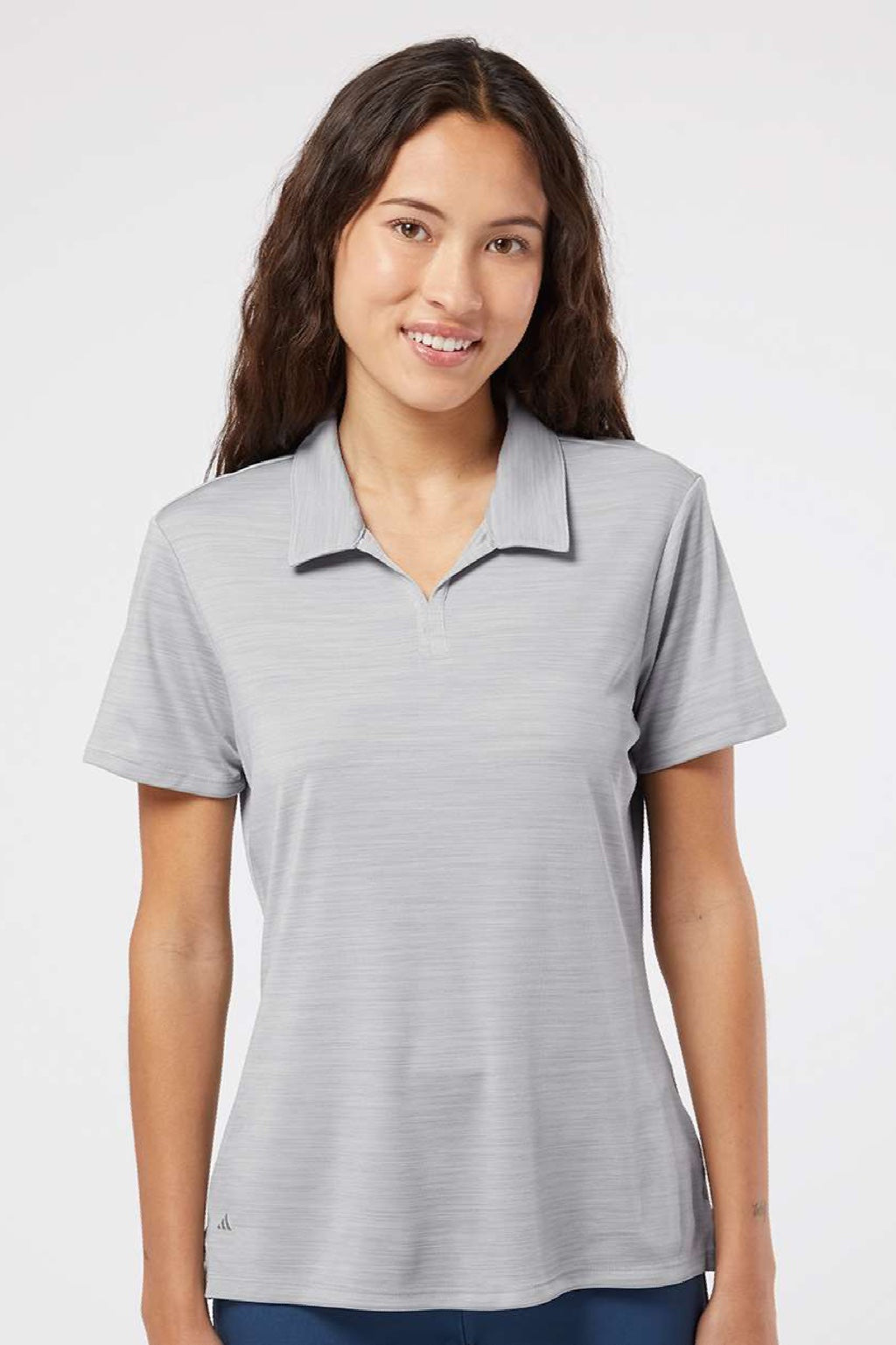 Adidas A403 Womens UPF 50+ Short Sleeve Polo Shirt Mid Grey Model Front