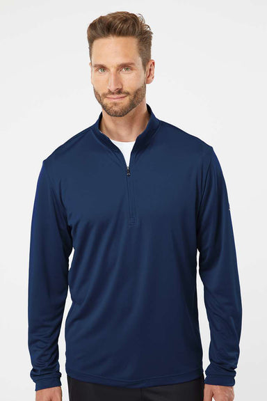 Adidas A401 Mens UPF 50+ 1/4 Zip Sweatshirt Collegiate Navy Blue Model Front