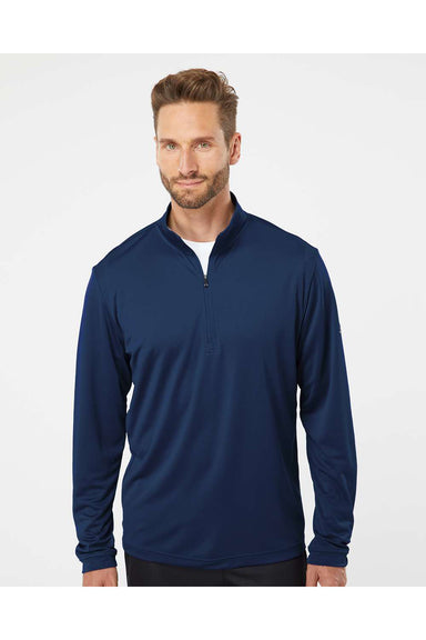 Adidas A401 Mens 1/4 Zip Pullover Collegiate Navy Blue Model Front