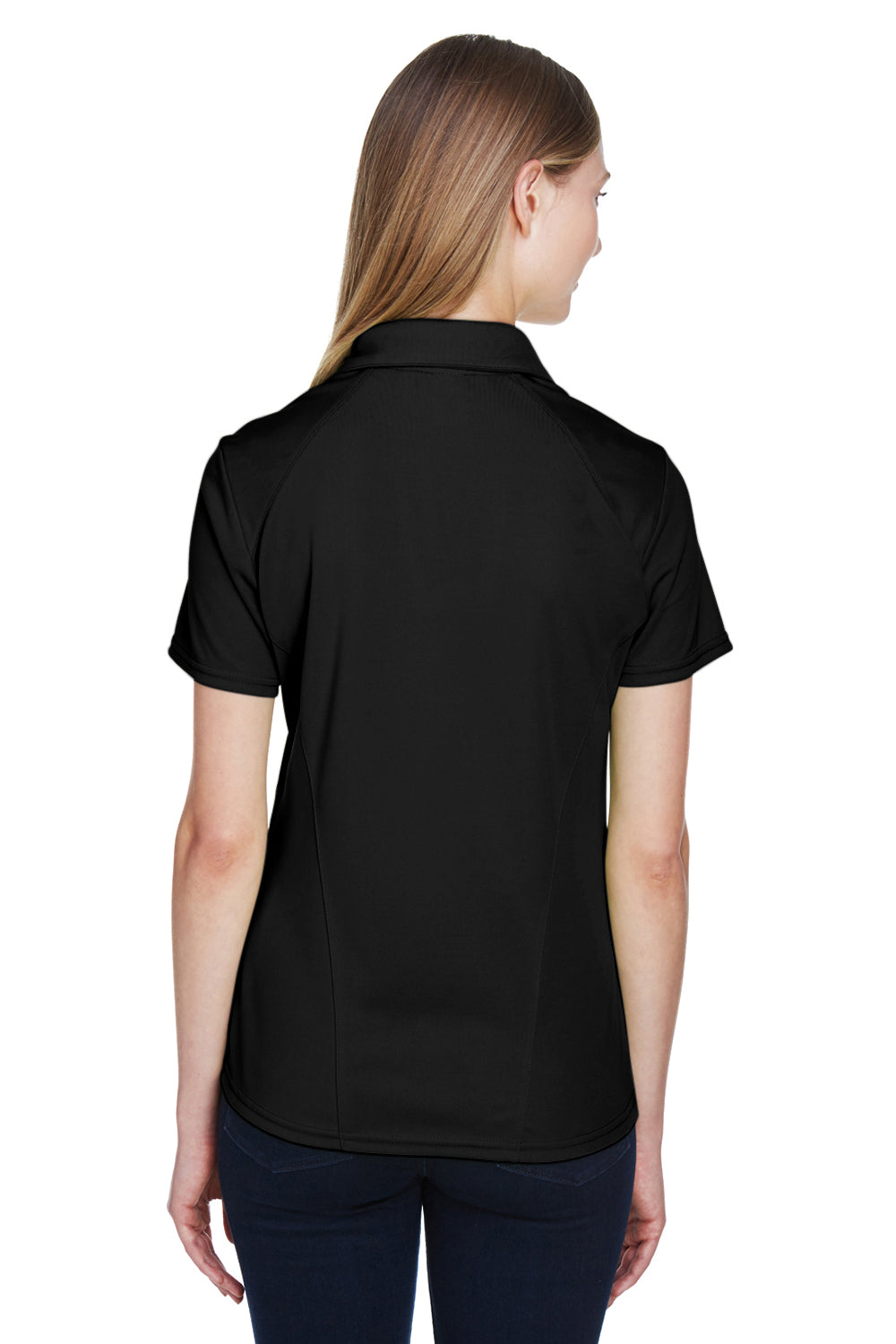 North End 78632 Womens Sport Red Performance Moisture Wicking Short Sleeve Polo Shirt Black Model Back