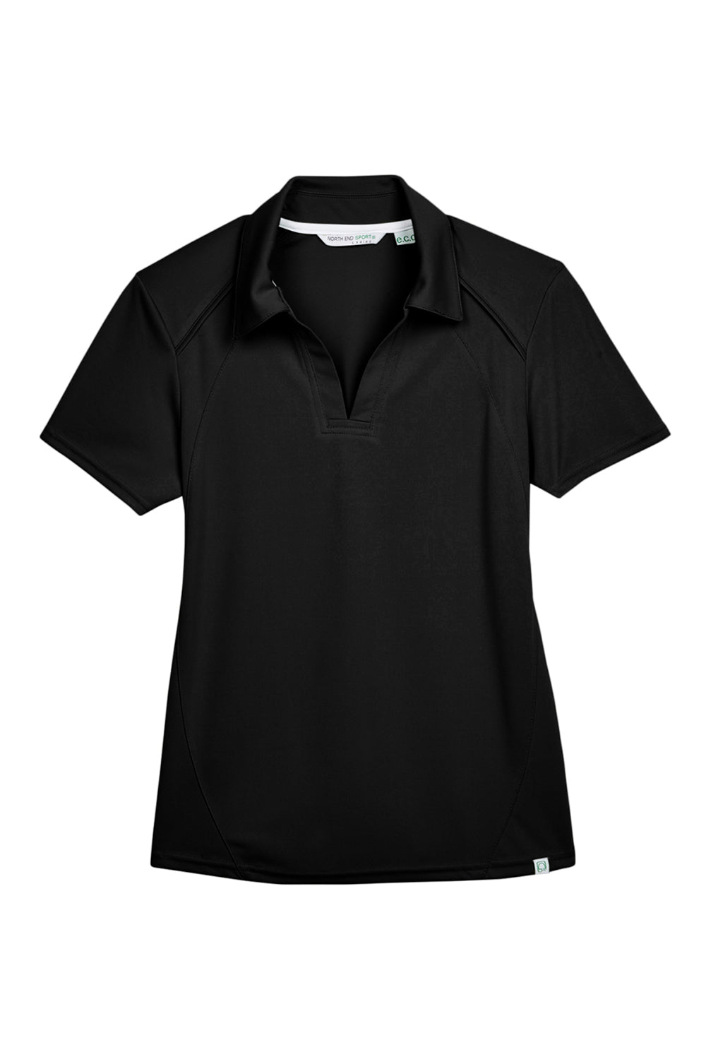 North End 78632 Womens Sport Red Performance Moisture Wicking Short Sleeve Polo Shirt Black Flat Front