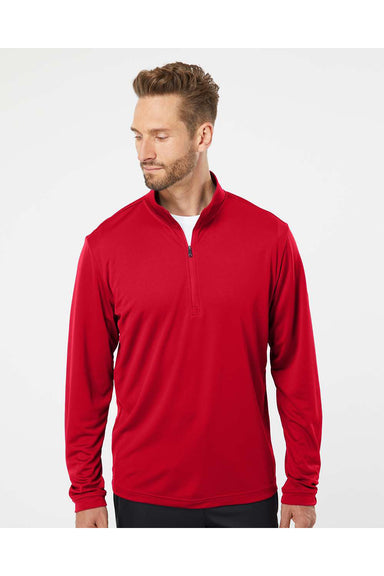Adidas A401 Mens 1/4 Zip Pullover Power Red Model Front