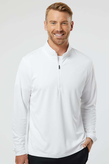 Adidas A401 Mens UPF 50+ 1/4 Zip Sweatshirt White Model Front