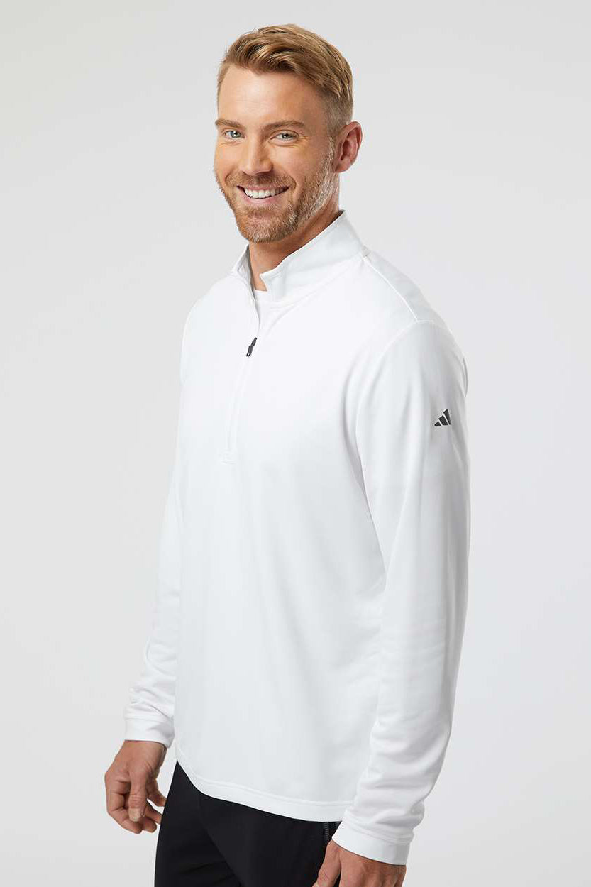 Adidas A401 Mens 1/4 Zip Pullover White Model Side
